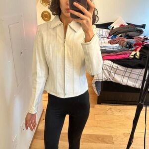 Moda International White Leather Jacket